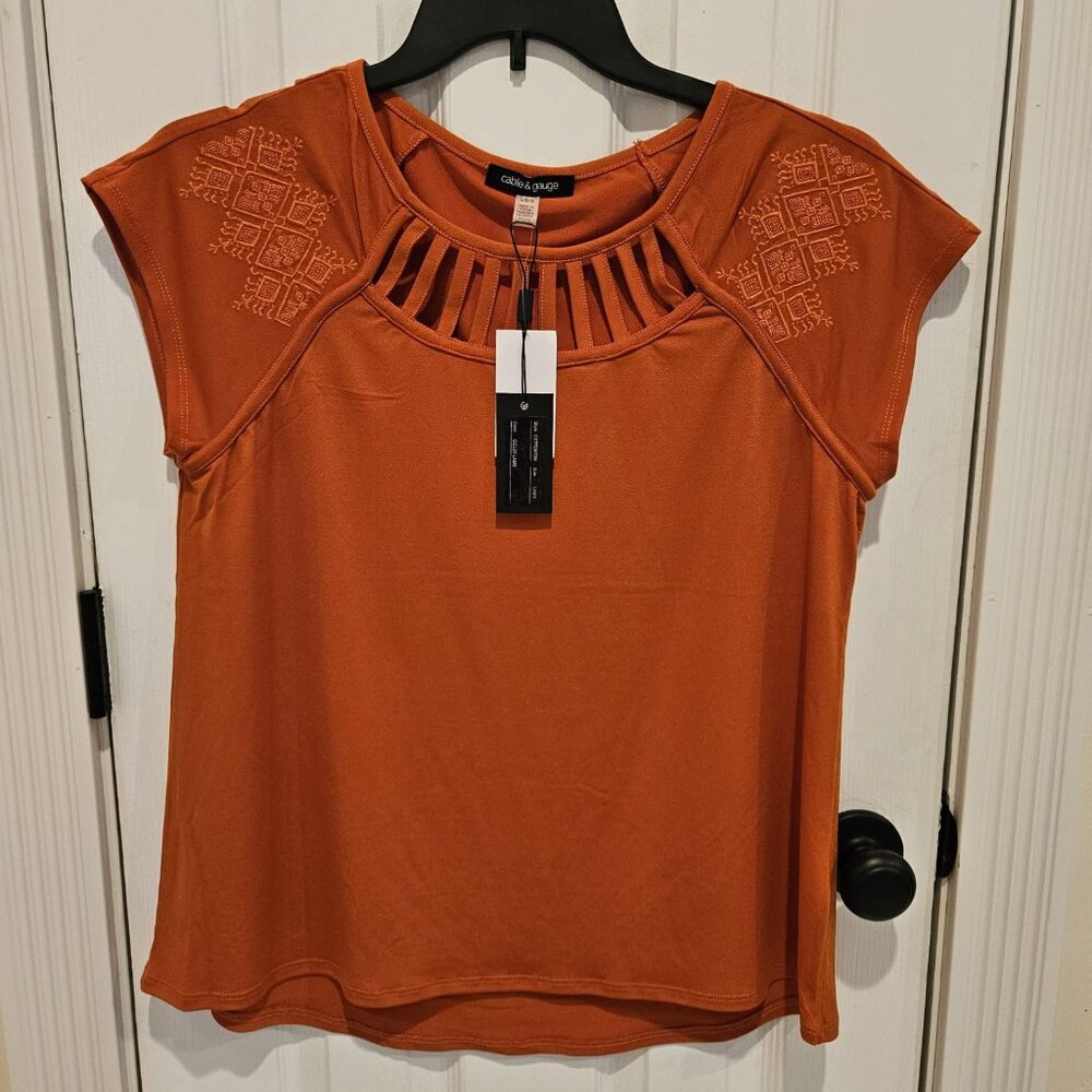 NWT Size Large Cable & Gauge Dress Shirt GoldFlame Color Style CSTP03875M